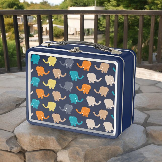 Elephant Pattern  Metal Lunch Box (Lunchbox )