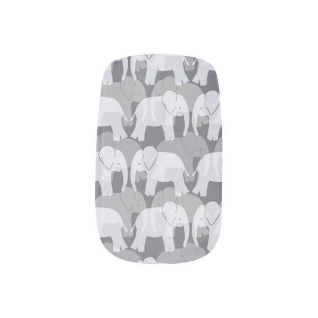 Elephant Pattern Minx Nails - Grey Minx Nail Wraps (Right Thumb)