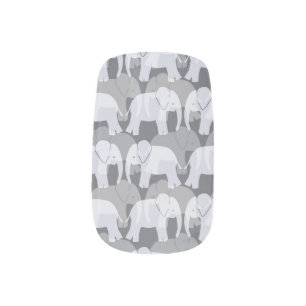 Elephant Pattern Minx Nails - Grey Nail Wraps