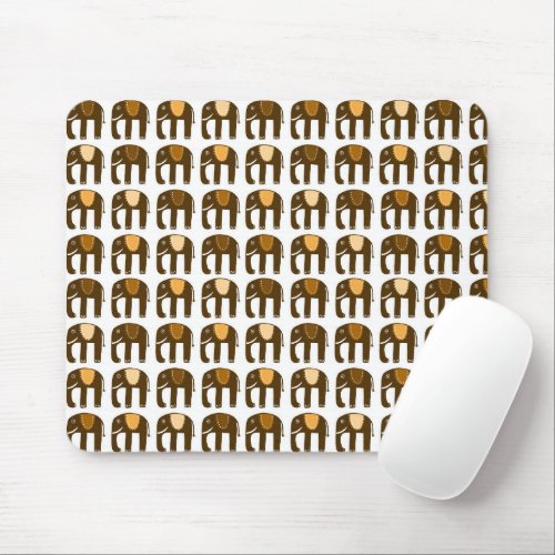 Elephant Pattern Neutrals Mouse Pad