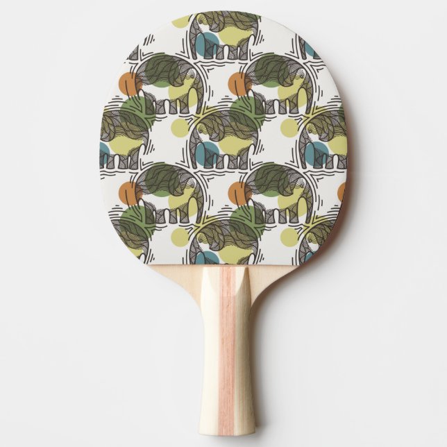 Elephant Pattern Ping-Pong Paddle (Front)