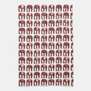 Elephant Pattern Pink Kitchen Towel