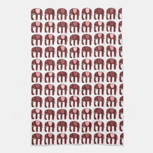 Elephant Pattern Pink Kitchen Towel