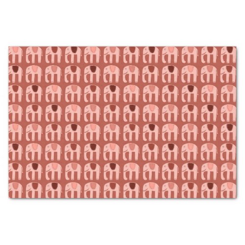 Elephant Pattern Pink Red Tissue Paper
