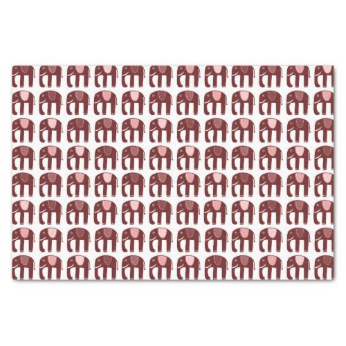 Elephant Pattern Pink Red Tissue Paper