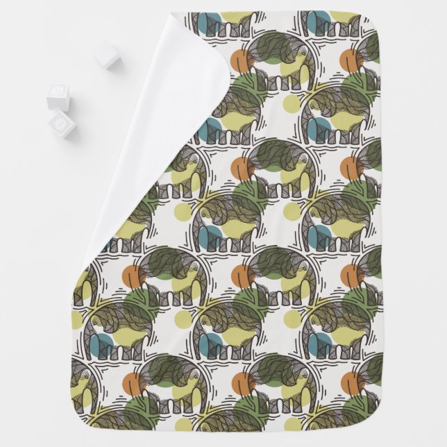 Elephant Pattern Stroller Blanket (In Situ)