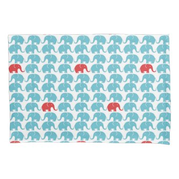 Elephant Pattern With Red Accent Pillowcase by CateLE at Zazzle