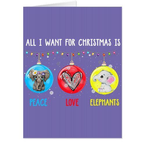 elephant peace love christmas elephant lover mCard Card