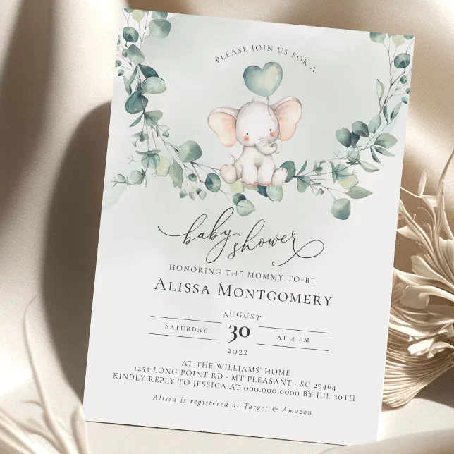 Elephant Peanut Baby Shower Invitation Zazzle