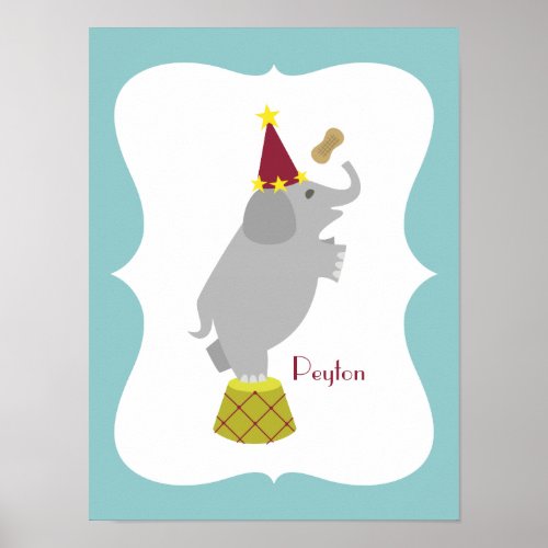 Elephant  Peanut Personalized Nursery Artwork Poster