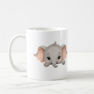 Elephant Peeking Cute Adorable Funny Animal Joyful Coffee Mug