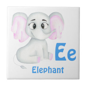 Elephant personalize ABC: Letter E - Add Your Name Ceramic Tile