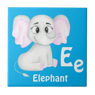 Elephant personalize ABC: Letter E - Add Your Name Ceramic Tile