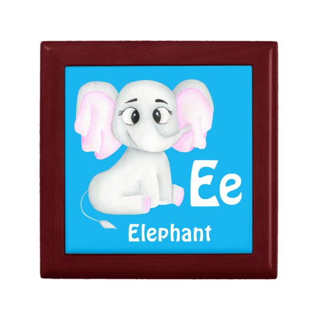 Elephant personalize ABC: Letter E - Add Your Name Gift Box (Front)