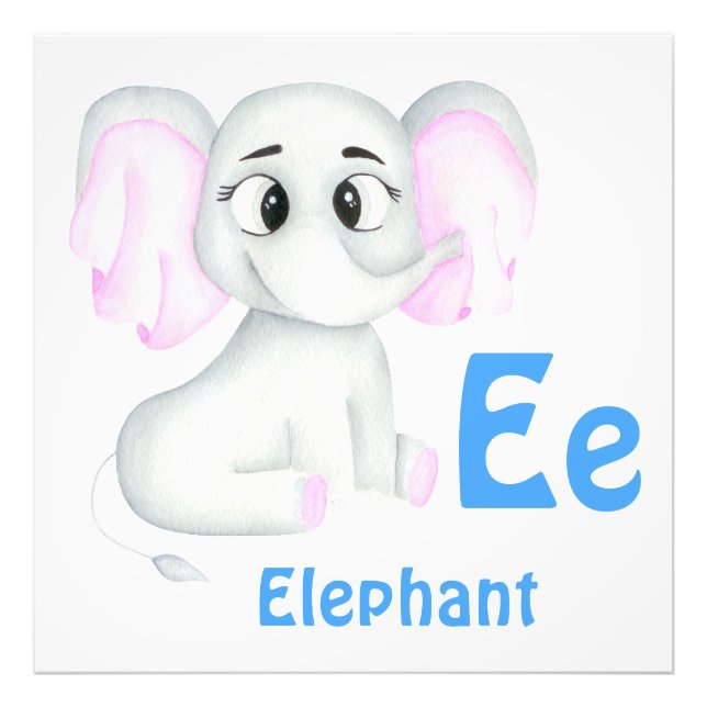 Elephant personalize ABC: Letter E - Add Your Name Photo Print (Front)