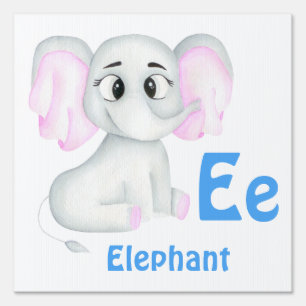 Elephant personalize ABC: Letter E - Add Your Name Sign