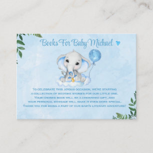 Elephant Personalized Boys Books For Baby Shower Enclosure Card