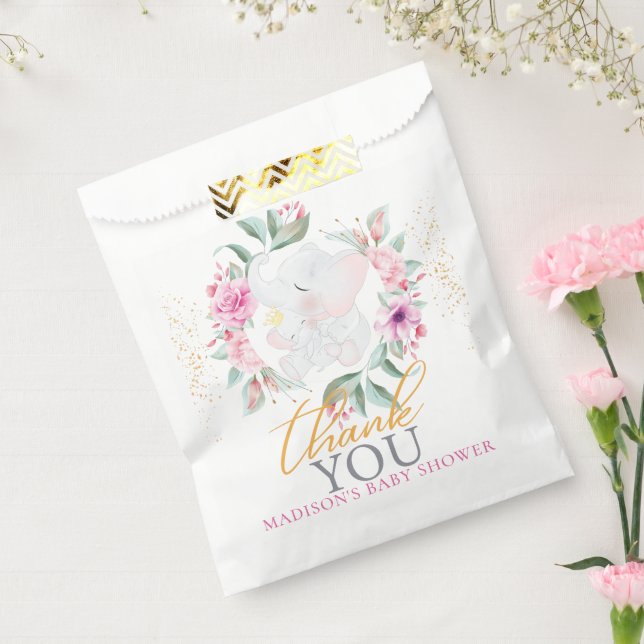 Elephant Personalized Elegant girl baby shower Favor Bag (Sealed)