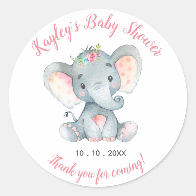 Elephant Personalized Favor Stickers (Front)