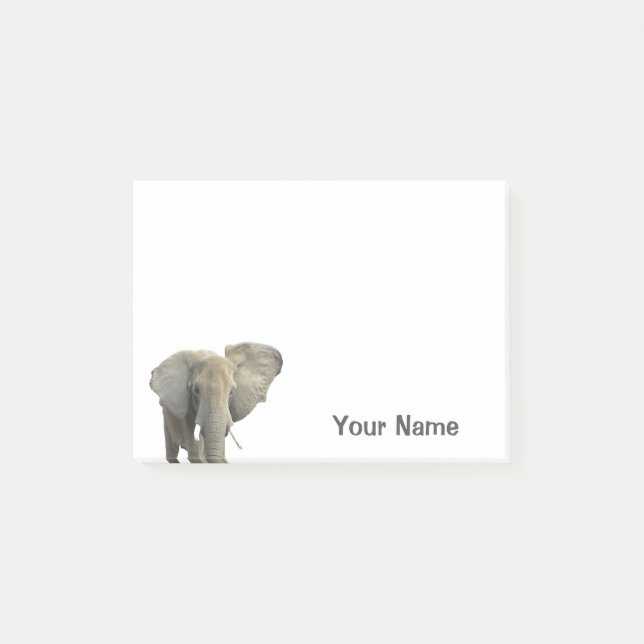 Elephant Personalized Name Safari Animal Post-it Notes (Front)