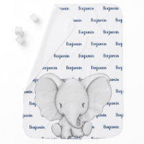 Elephant Personalized Navy Blue Name Boy Baby Blanket Elephant Personalized Navy Blue Name Boy Baby Blanket