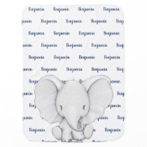 Elephant Personalized Navy Blue Name Boy Baby Blanket Elephant Personalized Navy Blue Name Boy Baby Blanket