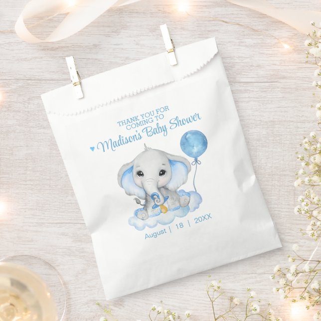 Elephant Personalized Thank You Baby Shower  Favor Bag (Clipped)