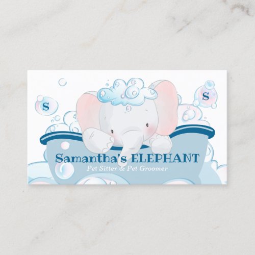 Elephant Pet Care Baby Spa Bathtub Groomer Business Card