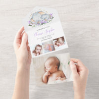 Elephant Photo Birth Announcement Card