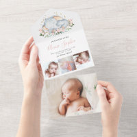 Elephant Photo Birth Announcement Card