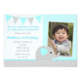 Elephant Birthday Invitations Boy 6