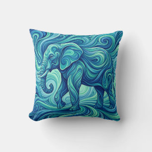 Elephant Pillow - Ocean Blue Gradient Throw