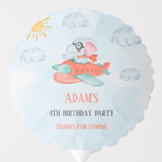 Elephant Pilot Birthday party balloons