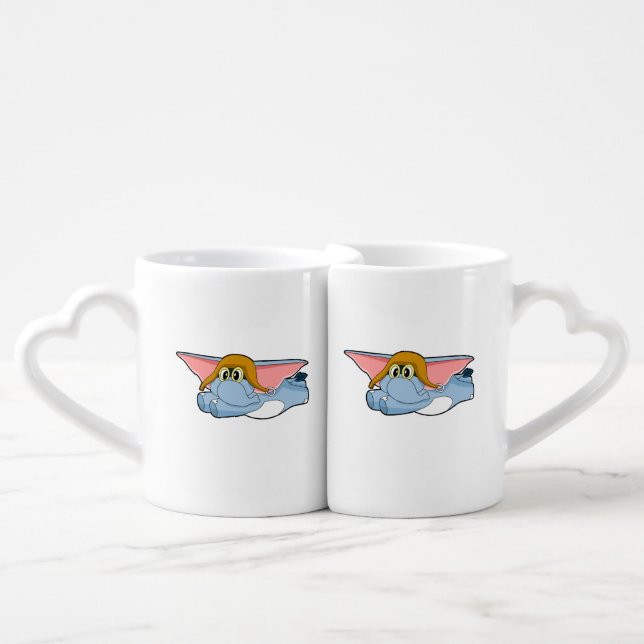 Elephant Pilot Pilot hat Coffee Mug Set (Front Nesting)