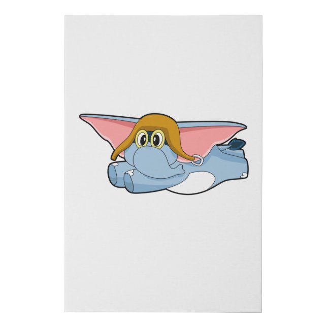 Elephant Pilot Pilot hat Faux Canvas Print (Front)