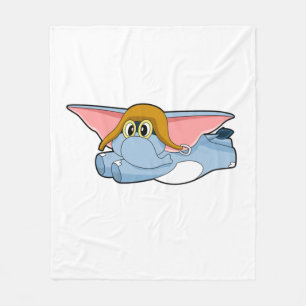 Elephant Pilot Pilot hat Fleece Blanket