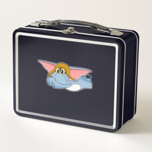 Elephant Pilot Pilot hat Metal Lunch Box