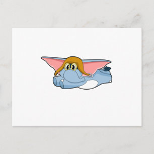 Elephant Pilot Pilot hat Postcard