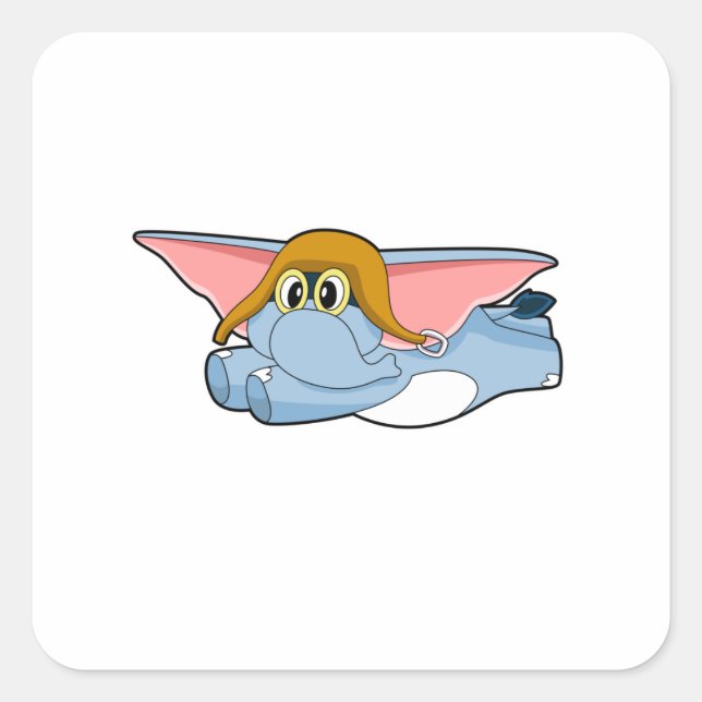Elephant Pilot Pilot hat Square Sticker (Front)
