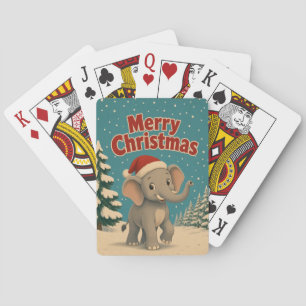 Elephant Pine Grove Animal Christmas Poker Cards