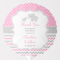 Elephant Pink and Gray Baby Shower Balloon