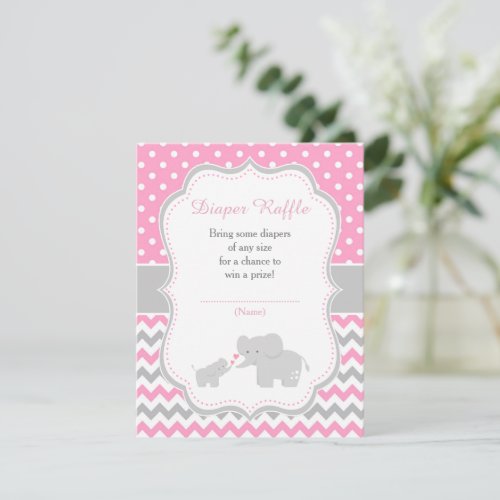 Elephant Pink and Gray Baby Shower Enclosure Card