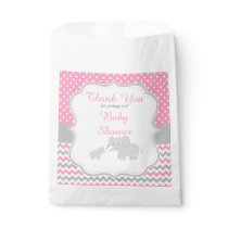 Elephant Pink and Grey Baby Shower Party Favor Bag