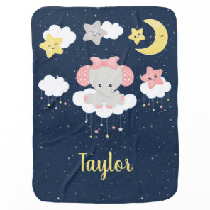 Elephant Pink and Navy Baby Blanket