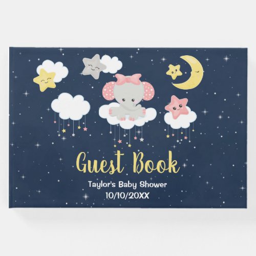 Elephant Pink and Navy Baby Shower Guest Book