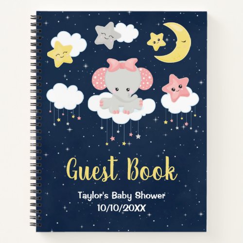 Elephant Pink and Navy Baby Shower Guest Book