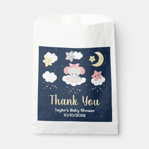 Elephant Pink and Navy Baby Shower Thank You Favor Bag