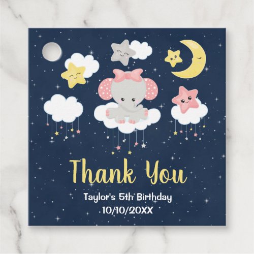 Elephant Pink and Navy Birthday Party Thank You Favor Tags