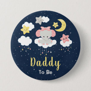 Elephant Pink and Navy Daddy To Be Button