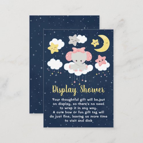 Elephant Pink and Navy Display Baby Shower Enclosure Card